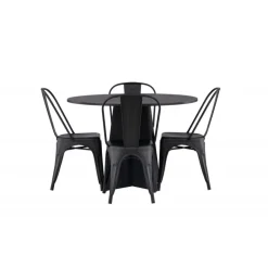 Bootcut Rundt Spisebordssæt - Sort