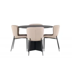 Bootcut Rundt Spisebordssæt - Sort og Mørkegrå