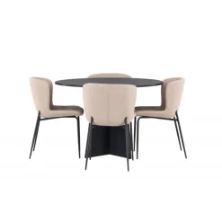 Bootcut Rundt Spisebordssæt - Sort og Mørkegrå