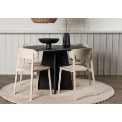 Bootcut Rundt Spisebordssæt - Beige og Sort