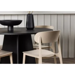 Bootcut Rundt Spisebordssæt - Beige og Sort