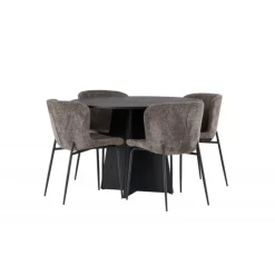 Bootcut Rundt Spisebordssæt - Beige og Sort