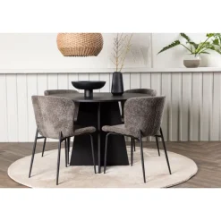 Bootcut Rundt Spisebordssæt - Beige og Sort