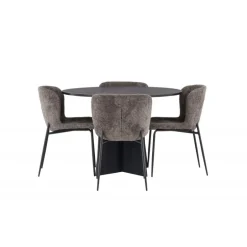 Bootcut Rundt Spisebordssæt - Beige og Sort