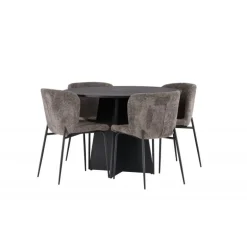 Bootcut Rundt Spisebordssæt - Beige og Sort