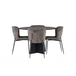 Bootcut Rundt Spisebordssæt - Beige og Sort