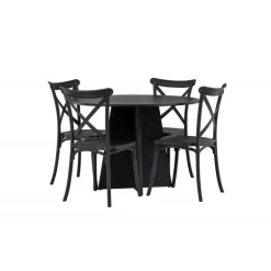 Bootcut Rundt Spisebordssæt - Sort