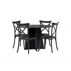 Bootcut Rundt Spisebordssæt - Sort