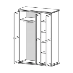 Bordeaux garderobeskab 138 cm 3 låger - Hvid