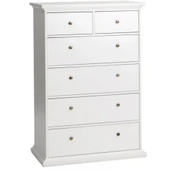 Bordeaux kommode m. 6 skuffer - Hvid