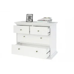 Bordeaux kommode m. 4 skuffer - Hvid