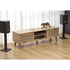 BORNEO TV bord 150 cm - Artisan eg / Sort