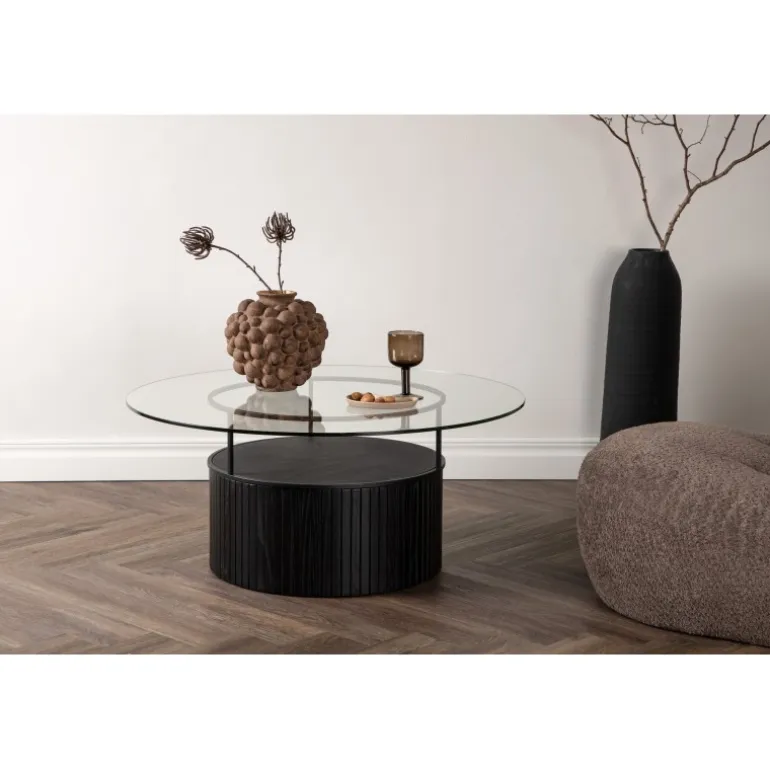 Bovall Sofabord Ø90 - Sort og Transparent