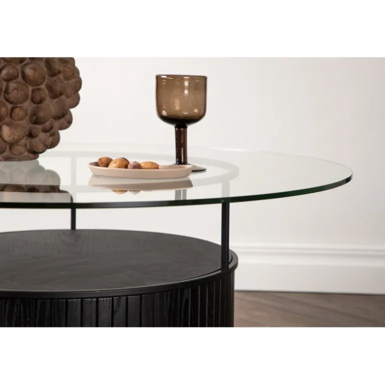Bovall Sofabord Ø90 - Sort og Transparent