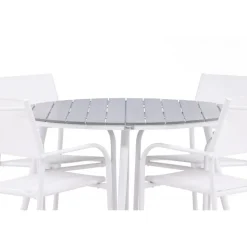 Break, Santorini Rundt Spisebordssæt - Grå,Hvid