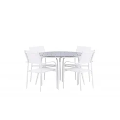 Break, Santorini Rundt Spisebordssæt - Grå,Hvid