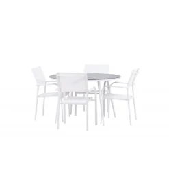 Break, Santorini Rundt Spisebordssæt - Grå,Hvid