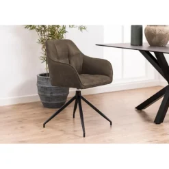 Brenda spisebordsstol med armlæn brun stof