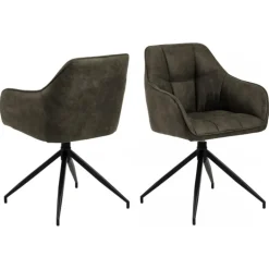 Brenda spisebordsstol med armlæn grøn stof