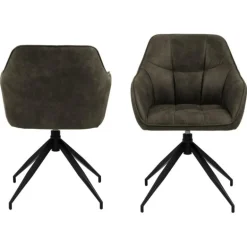 Brenda spisebordsstol med armlæn grøn stof