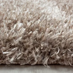 Brilliant Rund Shaggy tæppe Ensfarvet - Brun