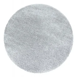 Brilliant Rund Shaggy tæppe Ensfarvet - Sølv