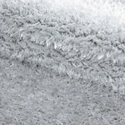 Brilliant Rund Shaggy tæppe Ensfarvet - Sølv
