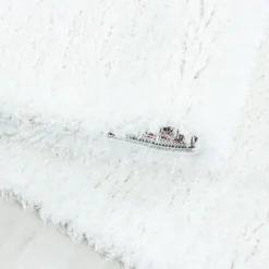Brilliant Rund Shaggy tæppe Ensfarvet - Sne