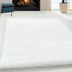 Brilliant Shaggy tæppe Ensfarvet - Sne