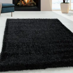 Brilliant Shaggy tæppe Ensfarvet - Sort