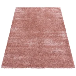 Brilliant Shaggy Tæppeløber Ensfarvet - Rosa