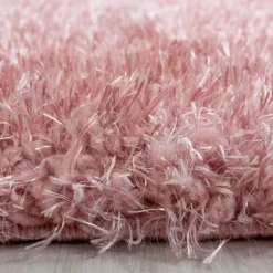 Brilliant Shaggy Tæppeløber Ensfarvet - Rosa