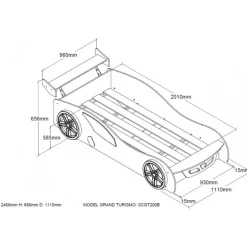 Børneseng bil – Grand Turismo, 90 × 200 cm, blå