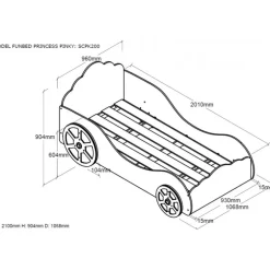 Børneseng bil – prinsessevogn 90 x 200 cm, lyserød