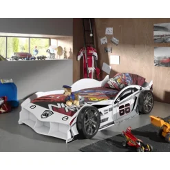 Børneseng bil 90 x 200 cm – hvid CARBEDS