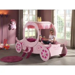 Børneseng bil/karret 90 × 200 cm – lyserød