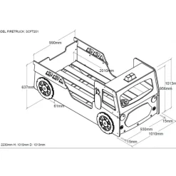 Børneseng brandbil 90 × 200 cm – rød