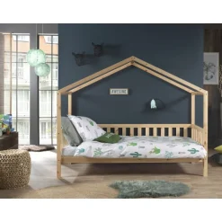 Børneseng hus – Dallas (90 × 200 cm) natur