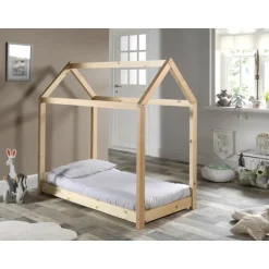 Børneseng husform 70 × 140 cm – natur (Cabane)