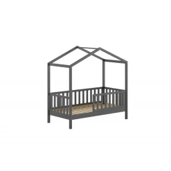 Børneseng husform – Dallas juniorseng 70 × 140 cm, antracit