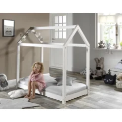 Børneseng husform 70 x 140 cm – Cabane, hvid