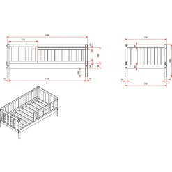 Børneseng junior 70 x 140 cm – grå