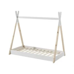 Børneseng tipi 70 x 140 cm – natur/hvid