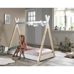 Børneseng tipi 70 x 140 cm – natur/hvid