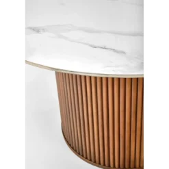 BrunO rundt bord, Hvid marmor / Valnød