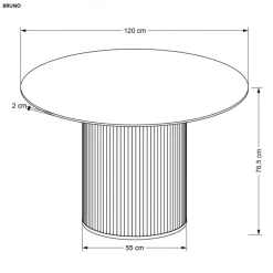 BrunO rundt bord, Hvid marmor / Valnød