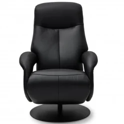 Bull lænestol med 2 motor og indbygget skammel - Sort læder