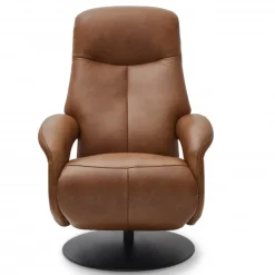 Bull lænestol med 2 motor og indbygget skammel - Cognac læder