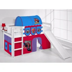 Bumle halvhøj seng m. rutsch og forhæng - Spiderman