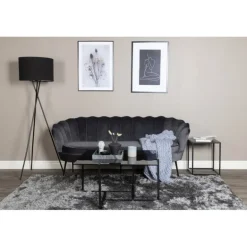 Calais 3 personers Sofa - Sort og Mørkegrå